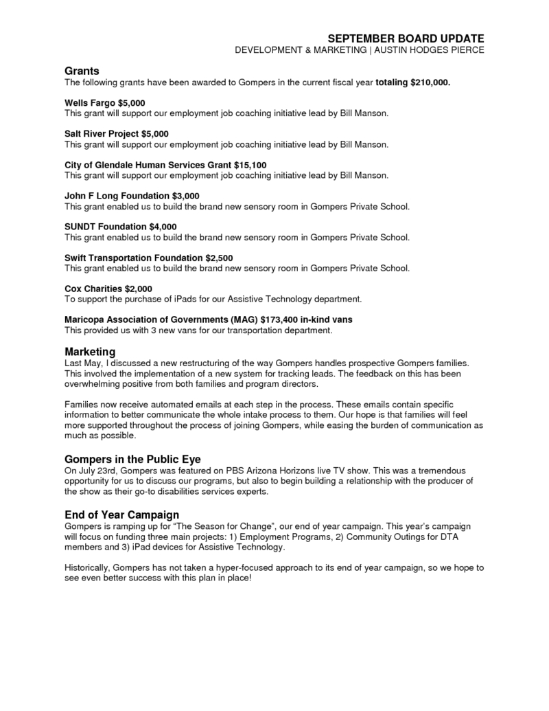 Gompers September 2018 Development Report Gompers