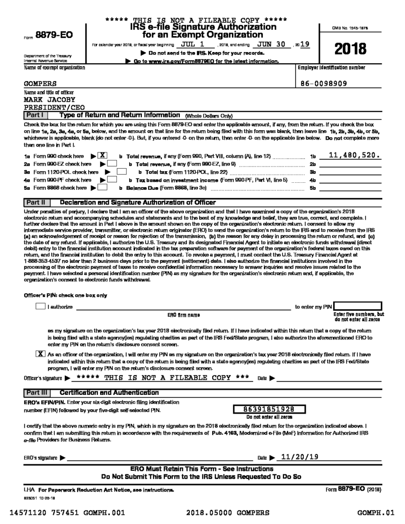 Gompers 2018 2019 990 Gompers